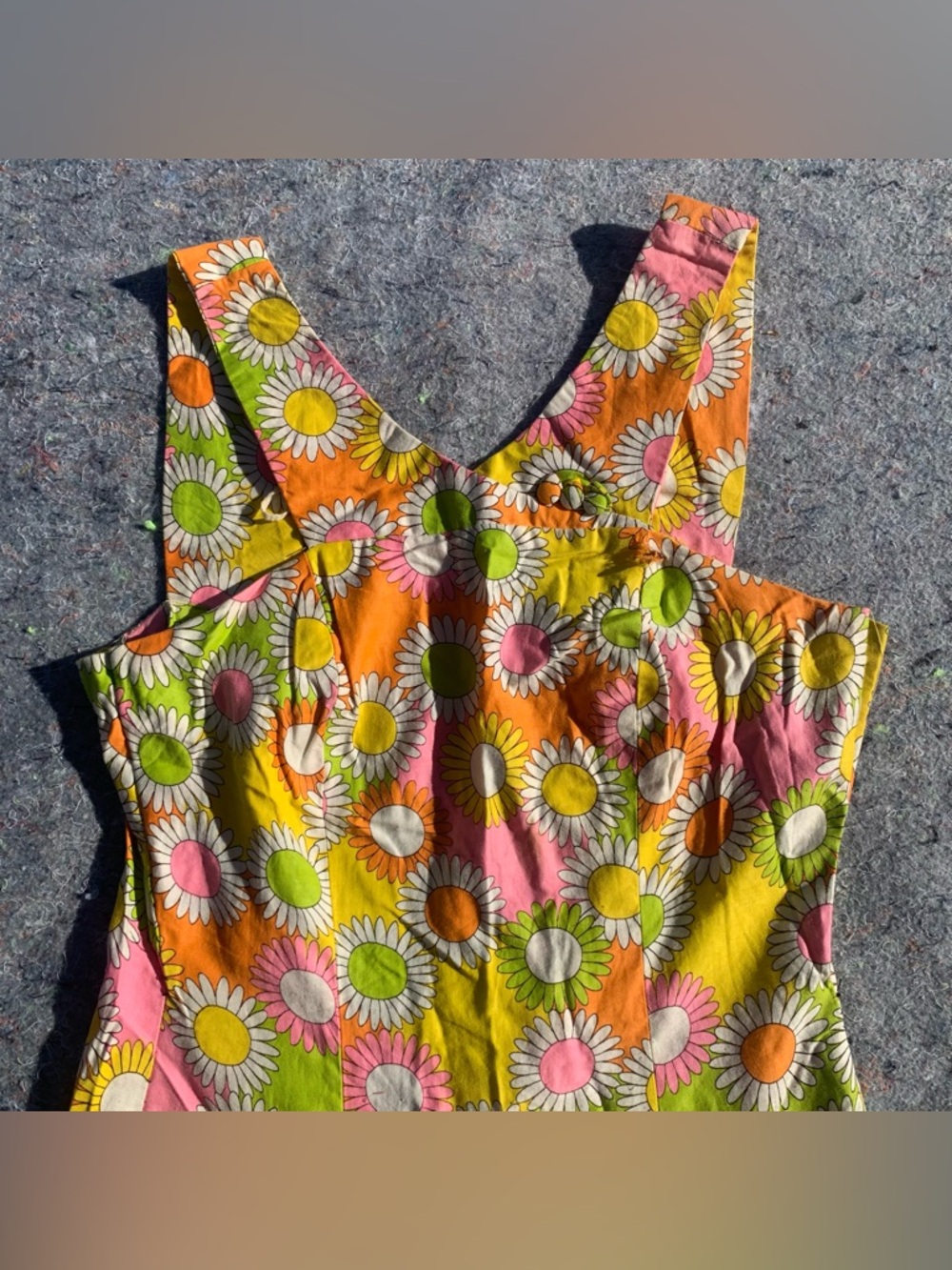 Insanely good vintage 60s 70s mod neon bright floral cotton casual party dress - Picture 5 of 16